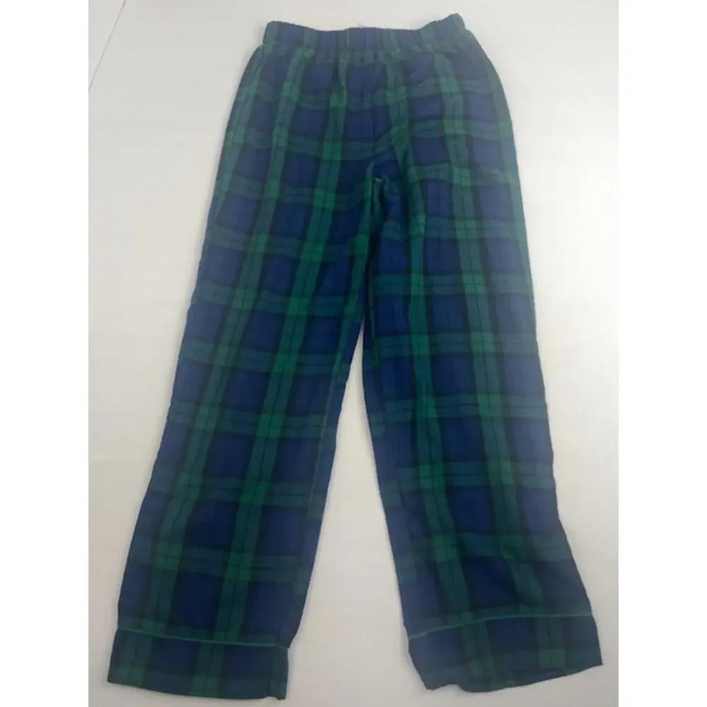 Saint Eve Kids Blackwatch Plaid Flannel Pajama Set Size L 10/12 Green Blue